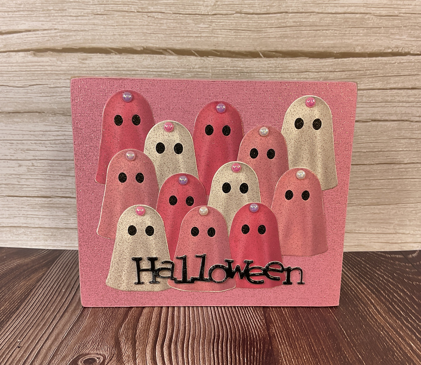 AGSD Halloween Decor - Pink Glam Ghost Block Sign
