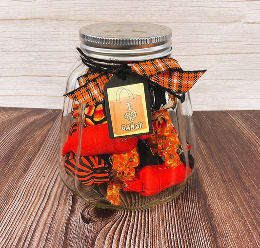 AGSD Halloween Decor - Fabric Candy Pieces in Glass Jar