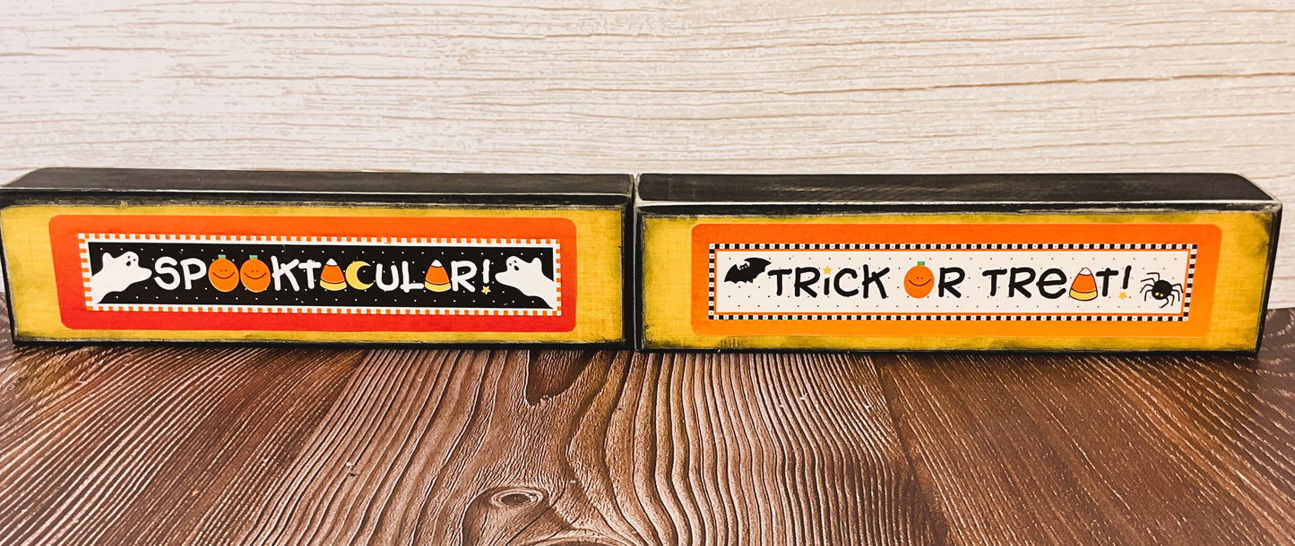AGSD Halloween Decor - Trick Treat Candy Corn Ghost Sitter 4pc Set