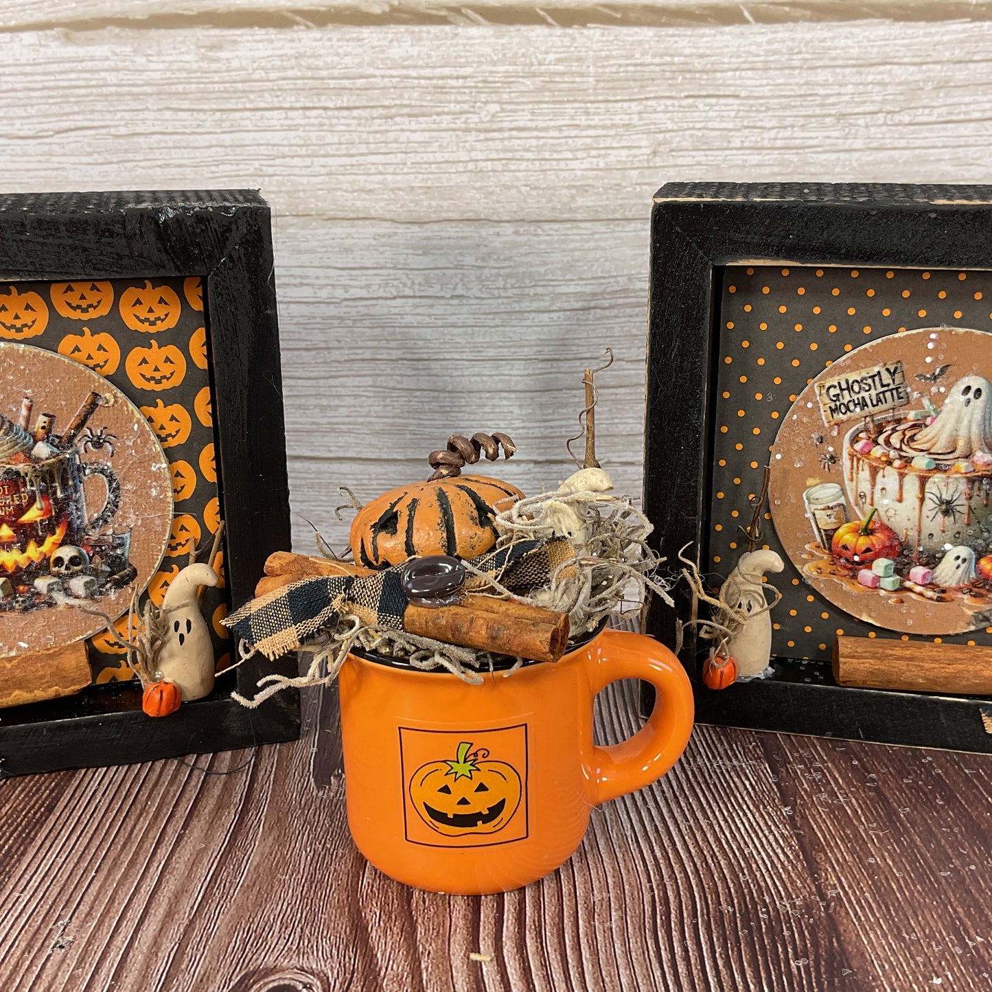 AGSD Halloween Decor - Pumpkin Latte Coffee Bar Theme Mug & Sign Decor 3pc Set
