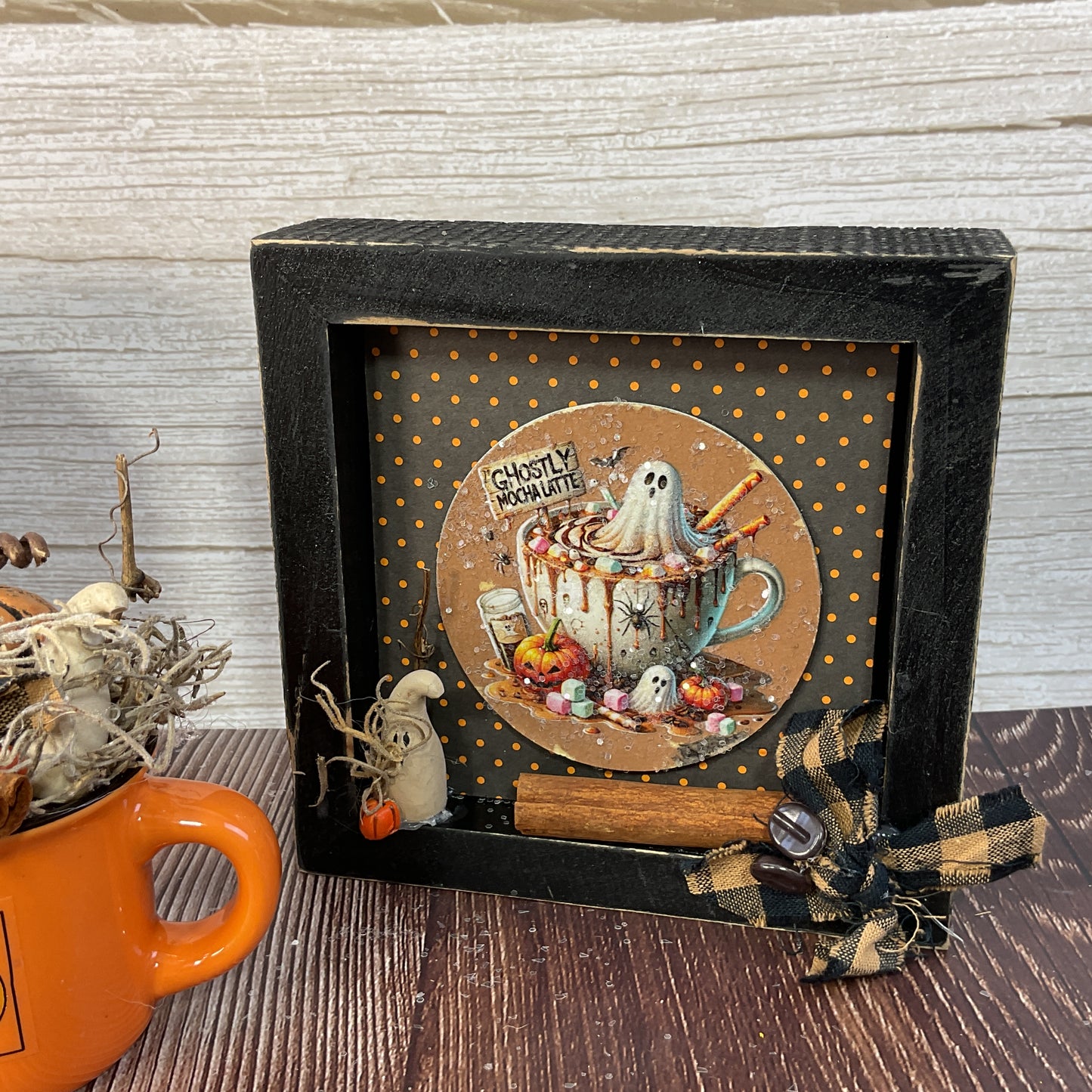 AGSD Halloween Decor - Pumpkin Latte Coffee Bar Theme Mug & Sign Decor 3pc Set