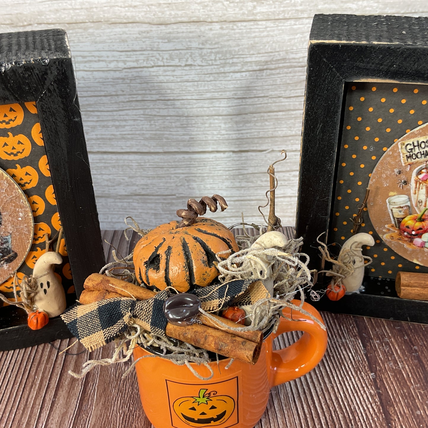 AGSD Halloween Decor - Pumpkin Latte Coffee Bar Theme Mug & Sign Decor 3pc Set