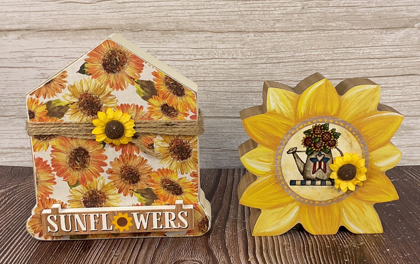 AGSD Fall Decor - Sunflower House Chunky Wood Sitters 2pc Set