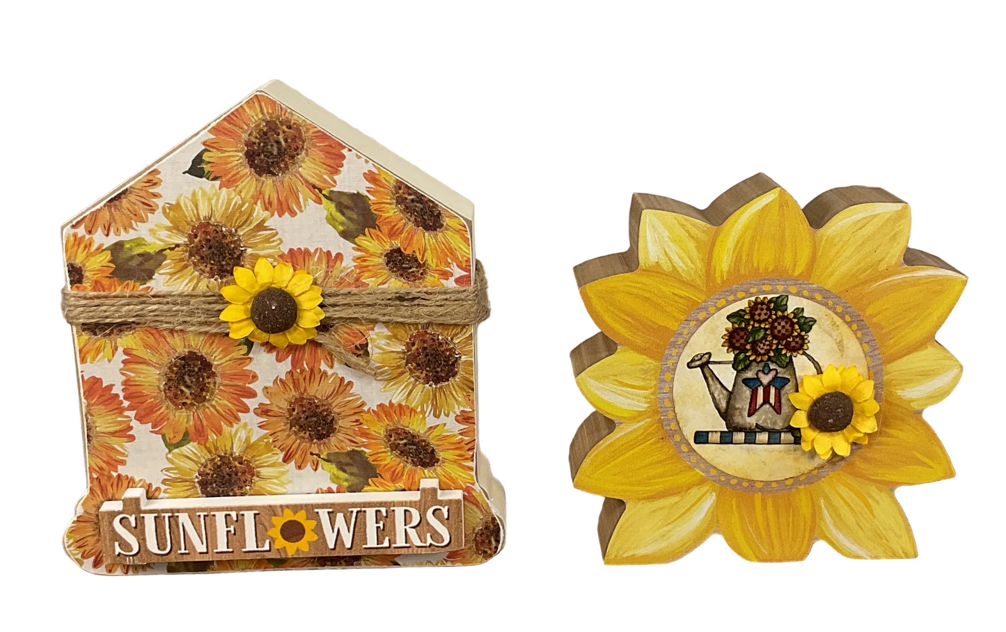 AGSD Fall Decor - Sunflower House Chunky Wood Sitters 2pc Set