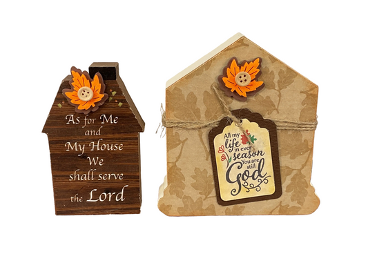 AGSD Fall Decor - My House Will Serve the Lord Season Houses 2pc Set