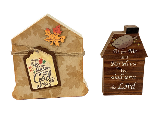 AGSD Fall Decor - My House Will Serve the Lord Chunky House 2pc Set