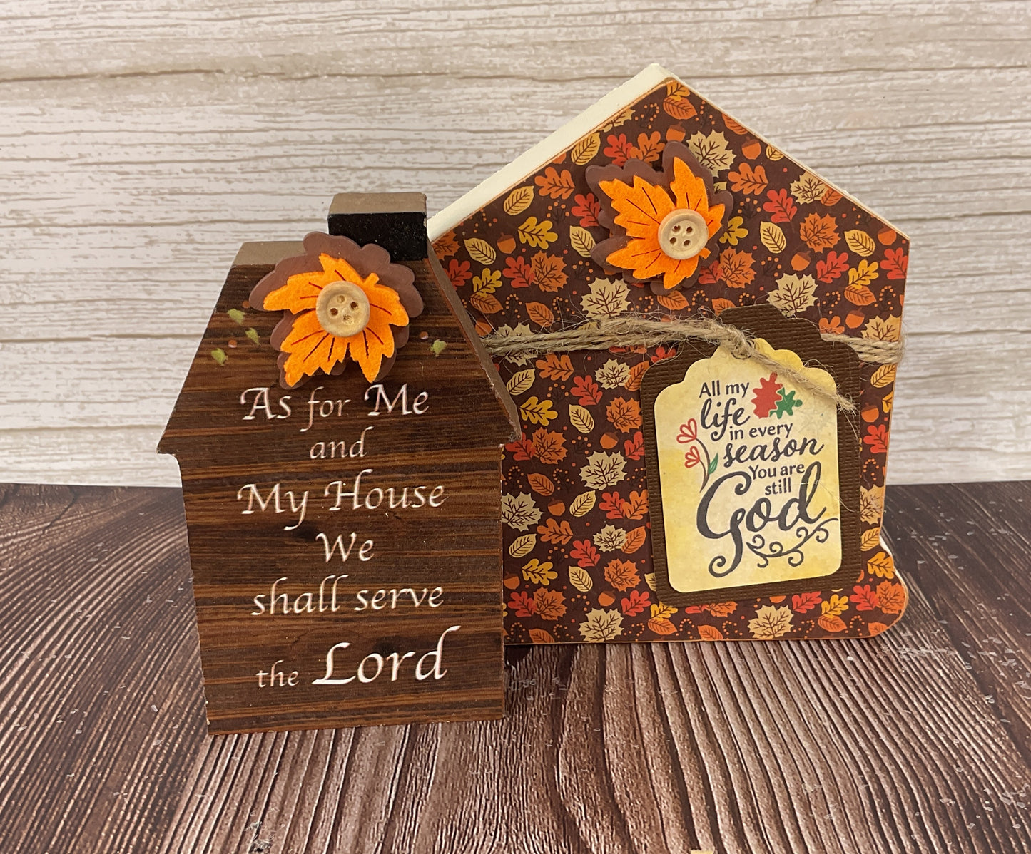 AGSD Fall Decor - My House Will Serve the Lord Chunky Houses 2pc Set