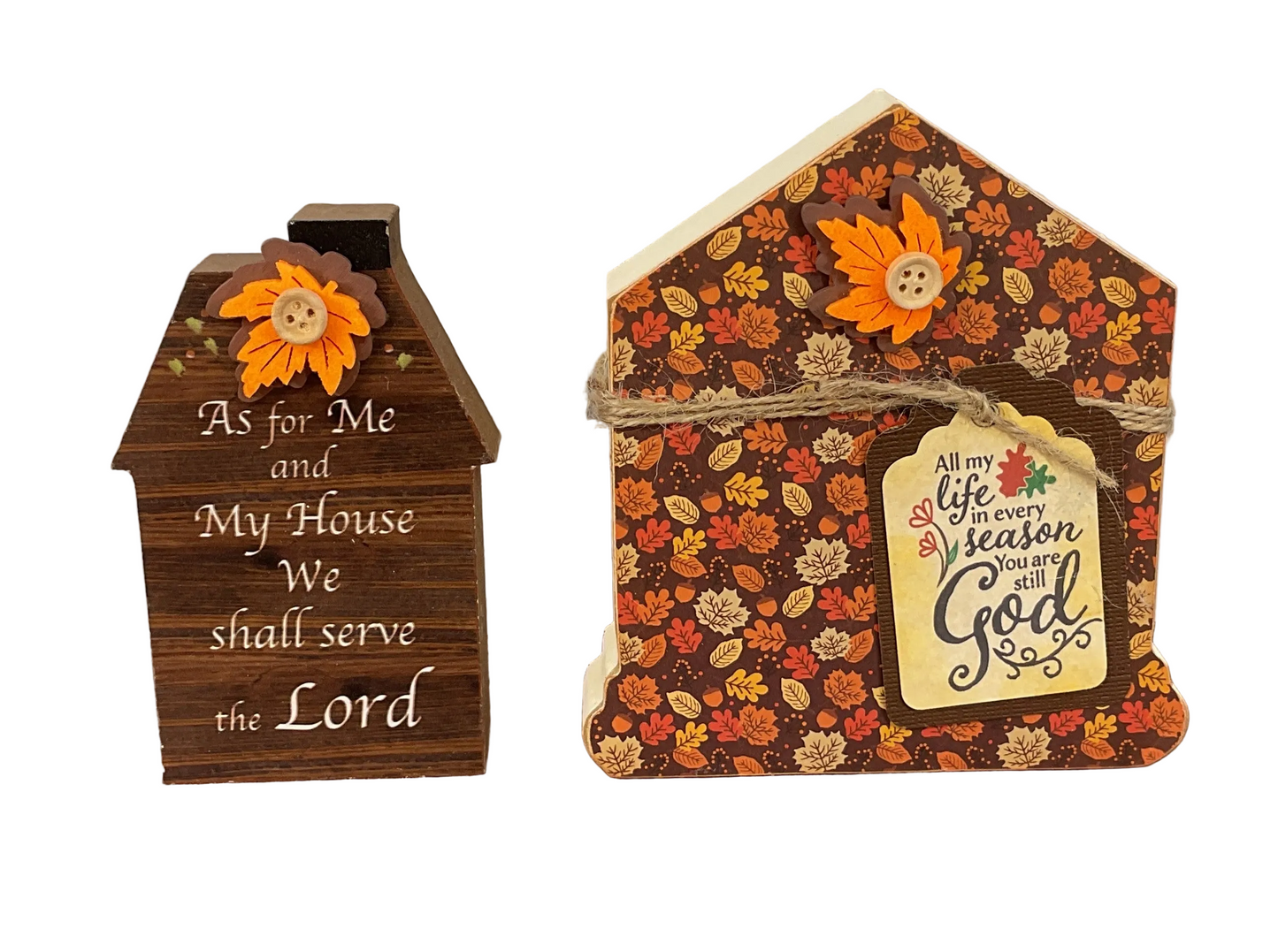 AGSD Fall Decor - My House Will Serve the Lord Chunky Houses 2pc Set
