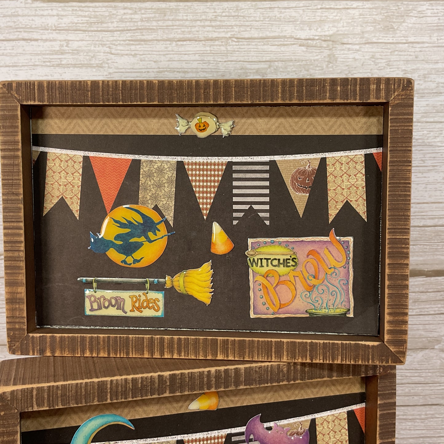 AGSD Halloween Decor - Epoxy Image Cute Farmhouse Box Signs 2pc Set
