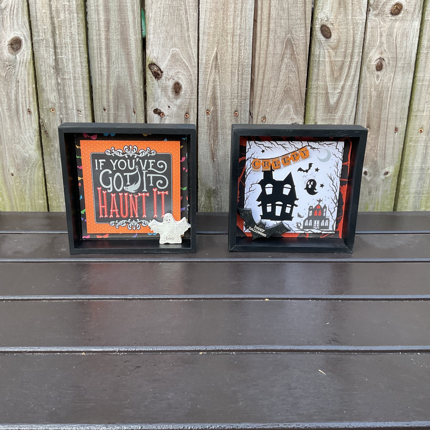 AGSD Halloween Decor - Haunted House Ghost Box Signs 2pc Set