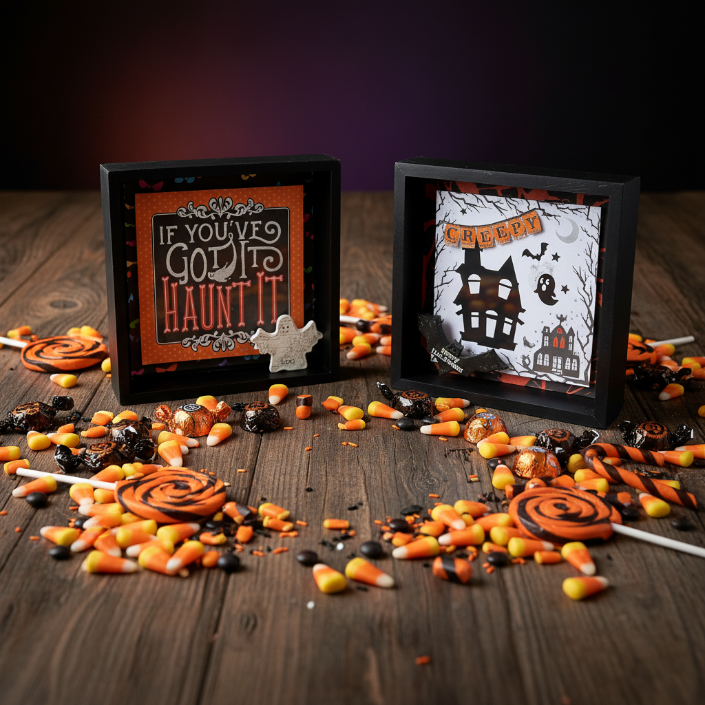 AGSD Halloween Decor - Haunted House Ghost Box Signs 2pc Set