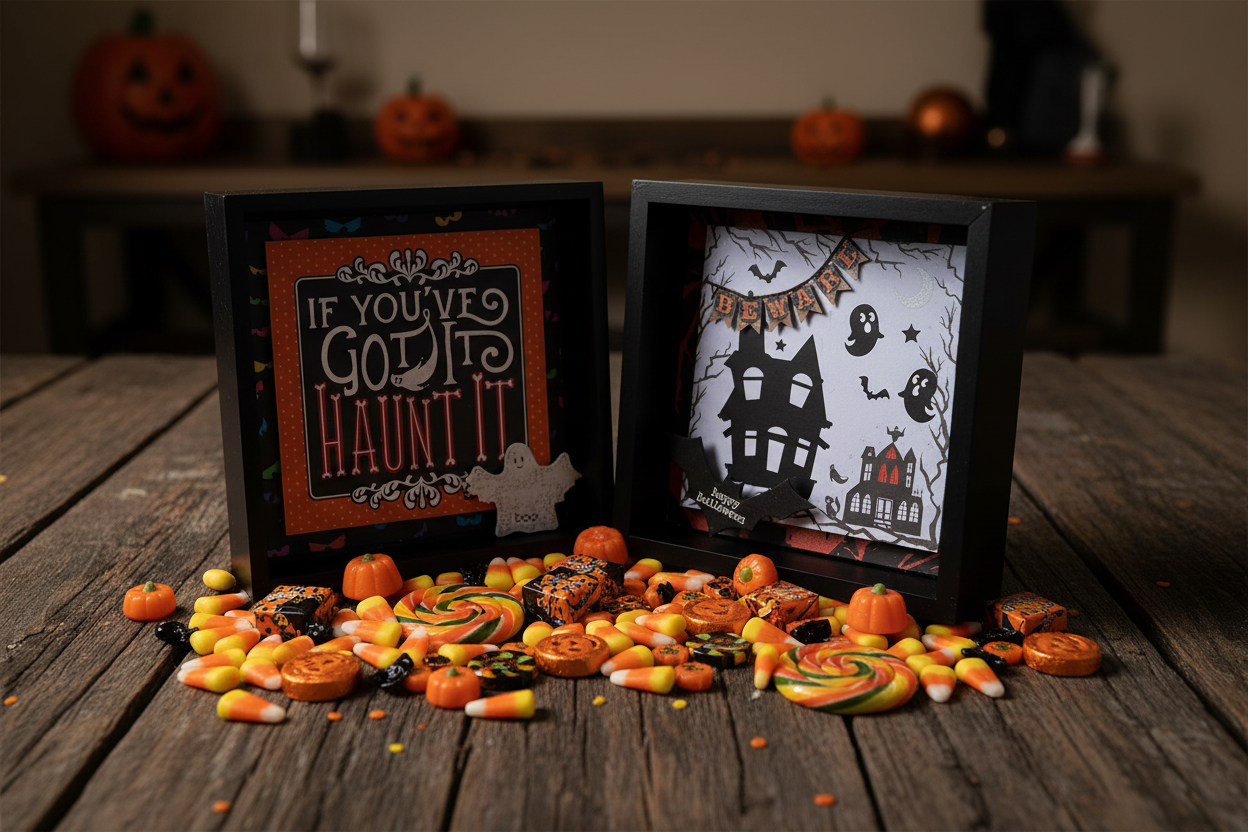 AGSD Halloween Decor - Beware Haunted House Ghost Box Signs 2pc Set