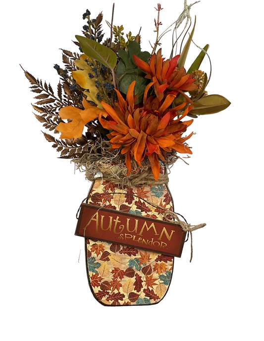 AGSD Fall Decor - Farmhouse Autumn Wood Mason Jar Floral Display