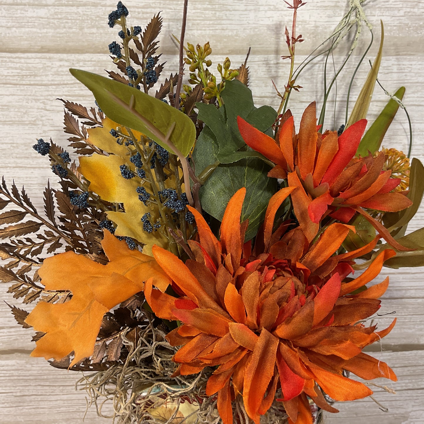 AGSD Fall Decor - Farmhouse Autumn Wood Mason Jar Floral Display