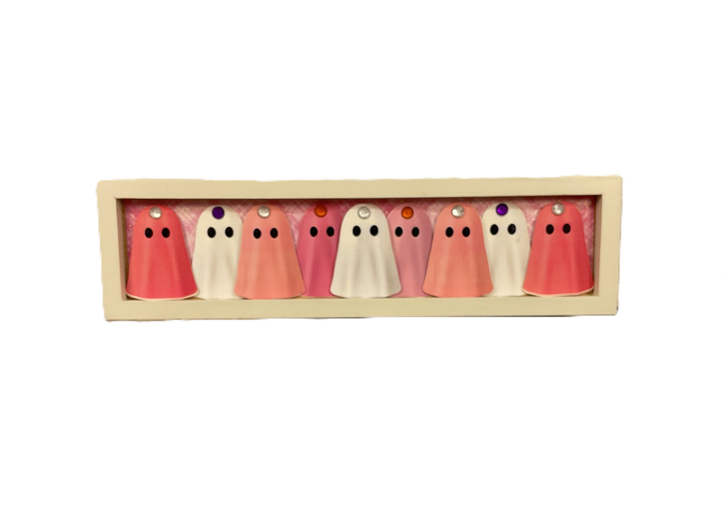 AGSD Halloween Decor - Peach & Pink Glam Ghosts 3-D Long Box Sign