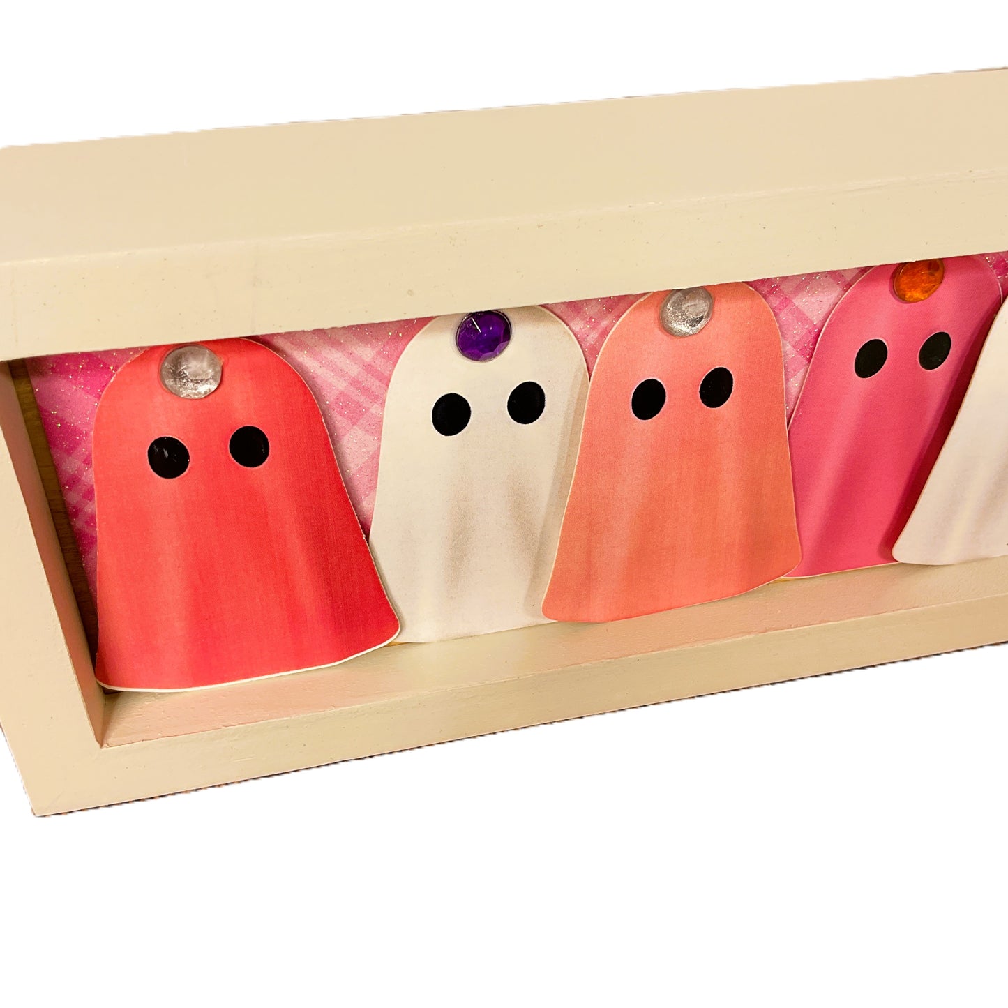 AGSD Halloween Decor - Peach & Pink Glam Ghosts 3-D Long Box Sign