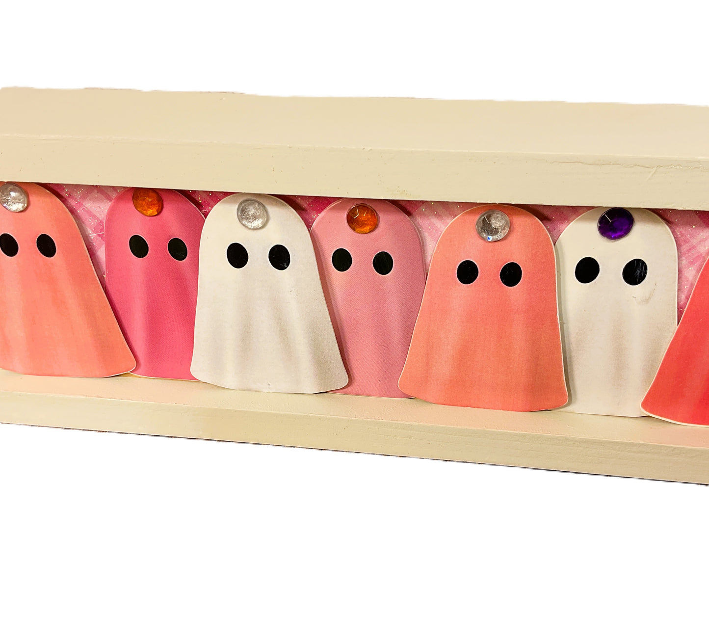 AGSD Halloween Decor - Peach & Pink Glam Ghosts 3-D Long Box Sign