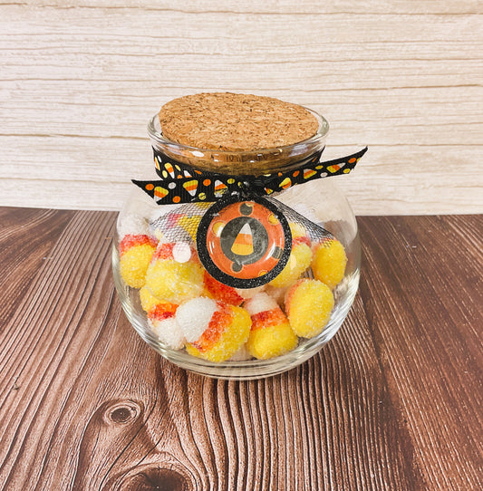 AGSD Halloween Decor - Glittered Foam Faux Candy Corn in SM Glass Jar