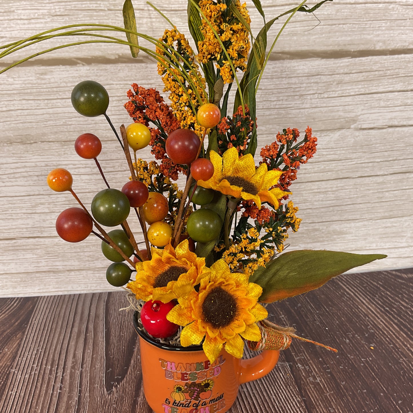 AGSD Fall Decor - Teacher Faith Filled Small Ceramic Floral Display
