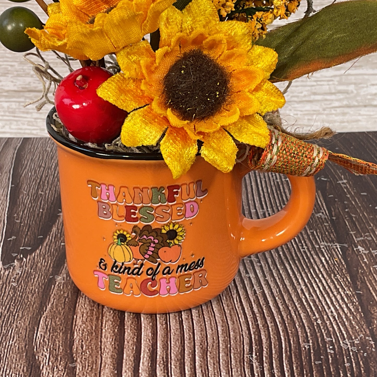 AGSD Fall Decor - Teacher Faith Filled Small Ceramic Floral Display