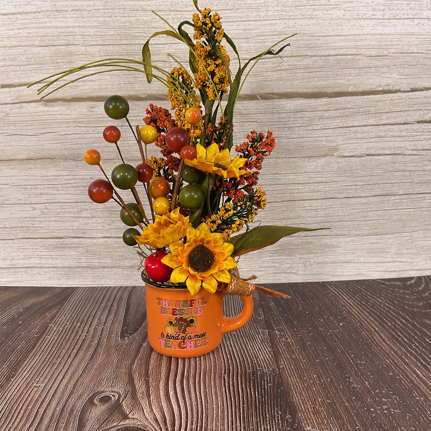 AGSD Fall Decor - Teacher Faith Filled Small Ceramic Floral Display