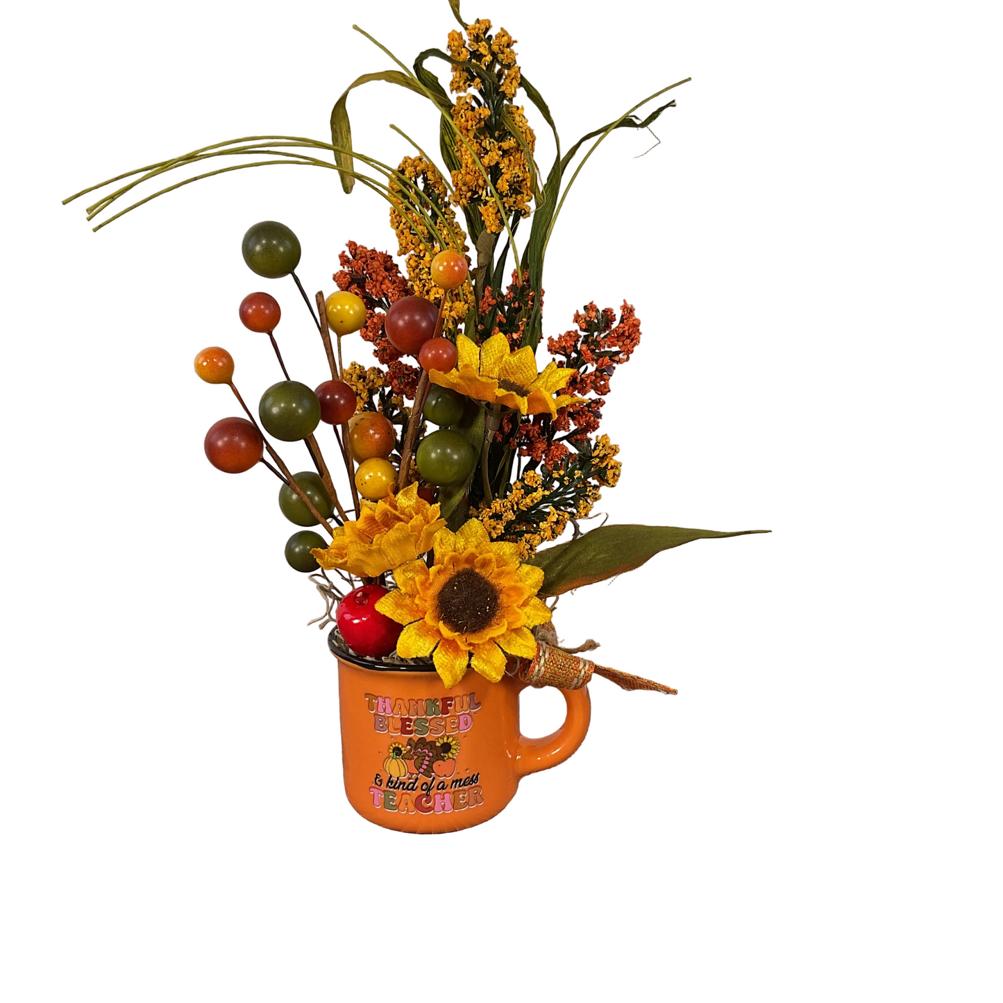 AGSD Fall Decor - Teacher Faith Filled Small Ceramic Floral Display
