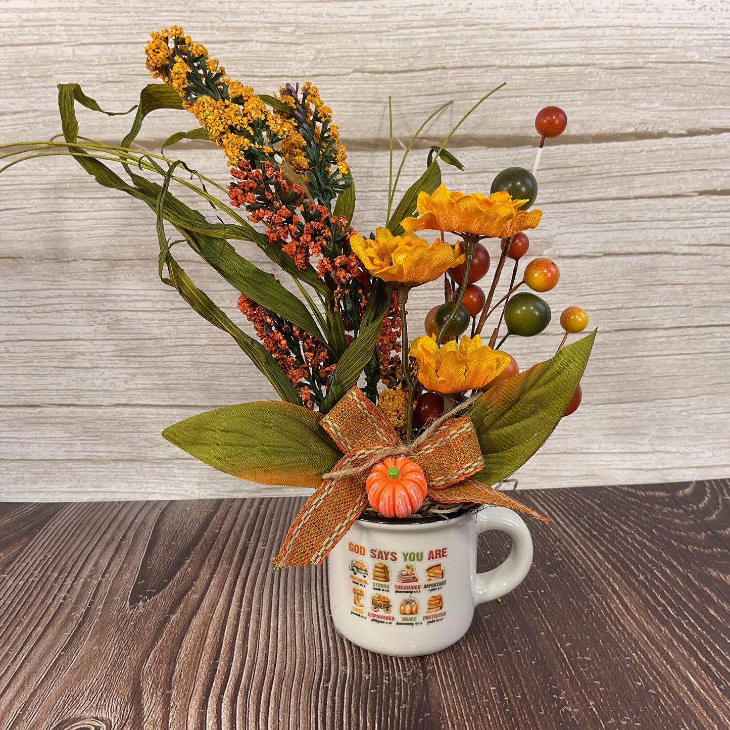 AGSD Fall Decor - Faith Filled Small Ceramic Floral Display