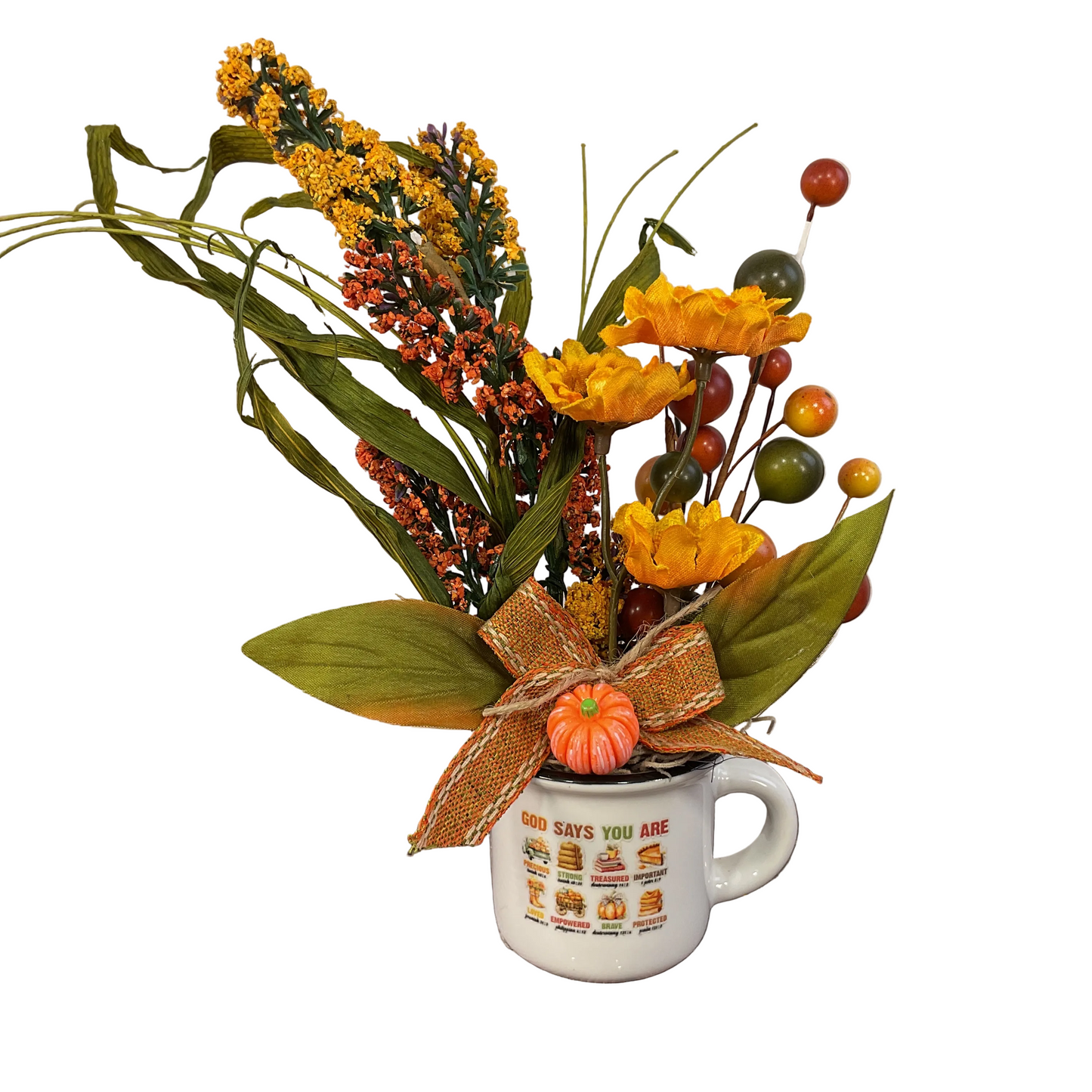 AGSD Fall Decor - Faith Filled Small Ceramic Floral Display