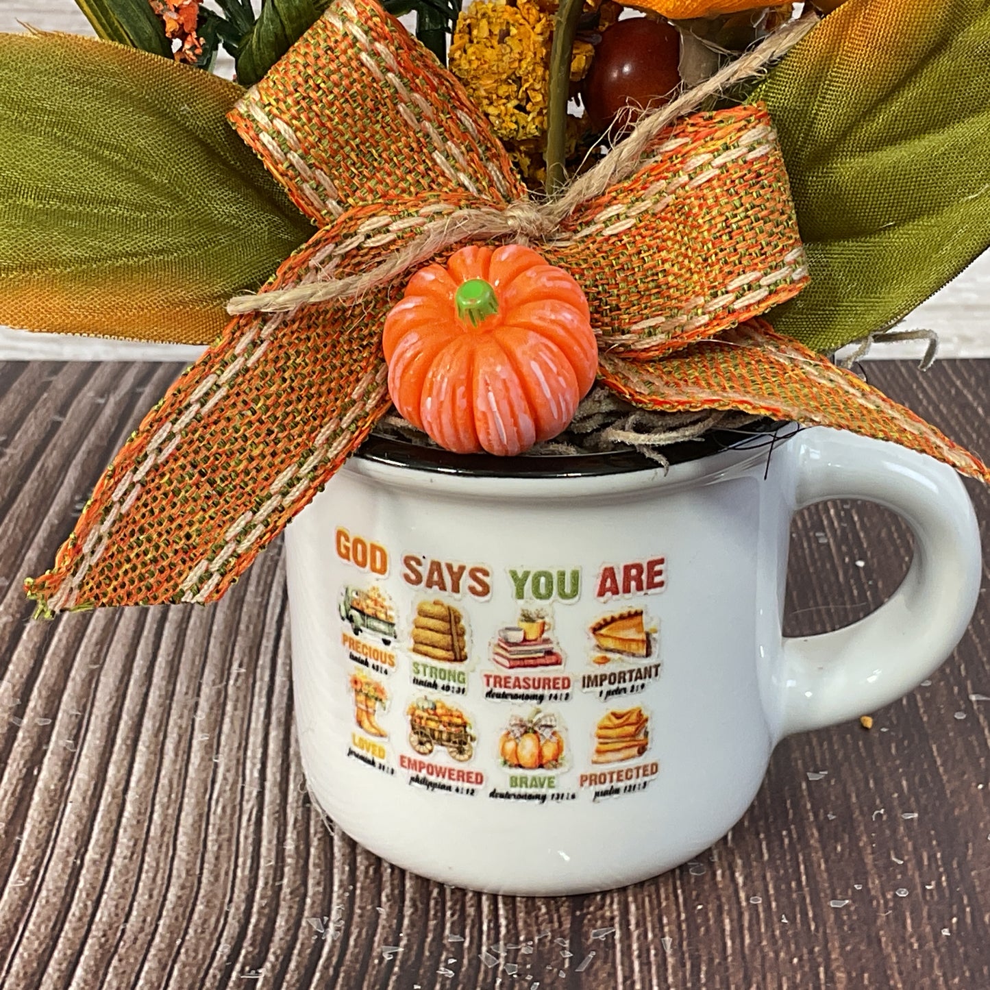 AGSD Fall Decor - Faith Filled Small Ceramic Floral Display
