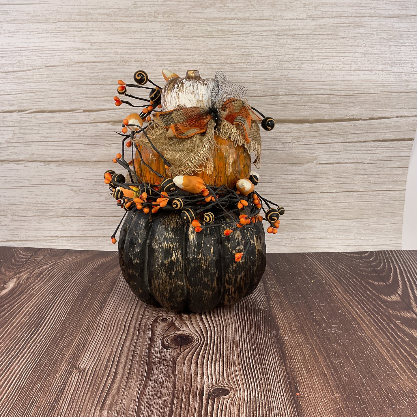AGSD Halloween Decor - Resin Stacking Pumpkins Floral Display