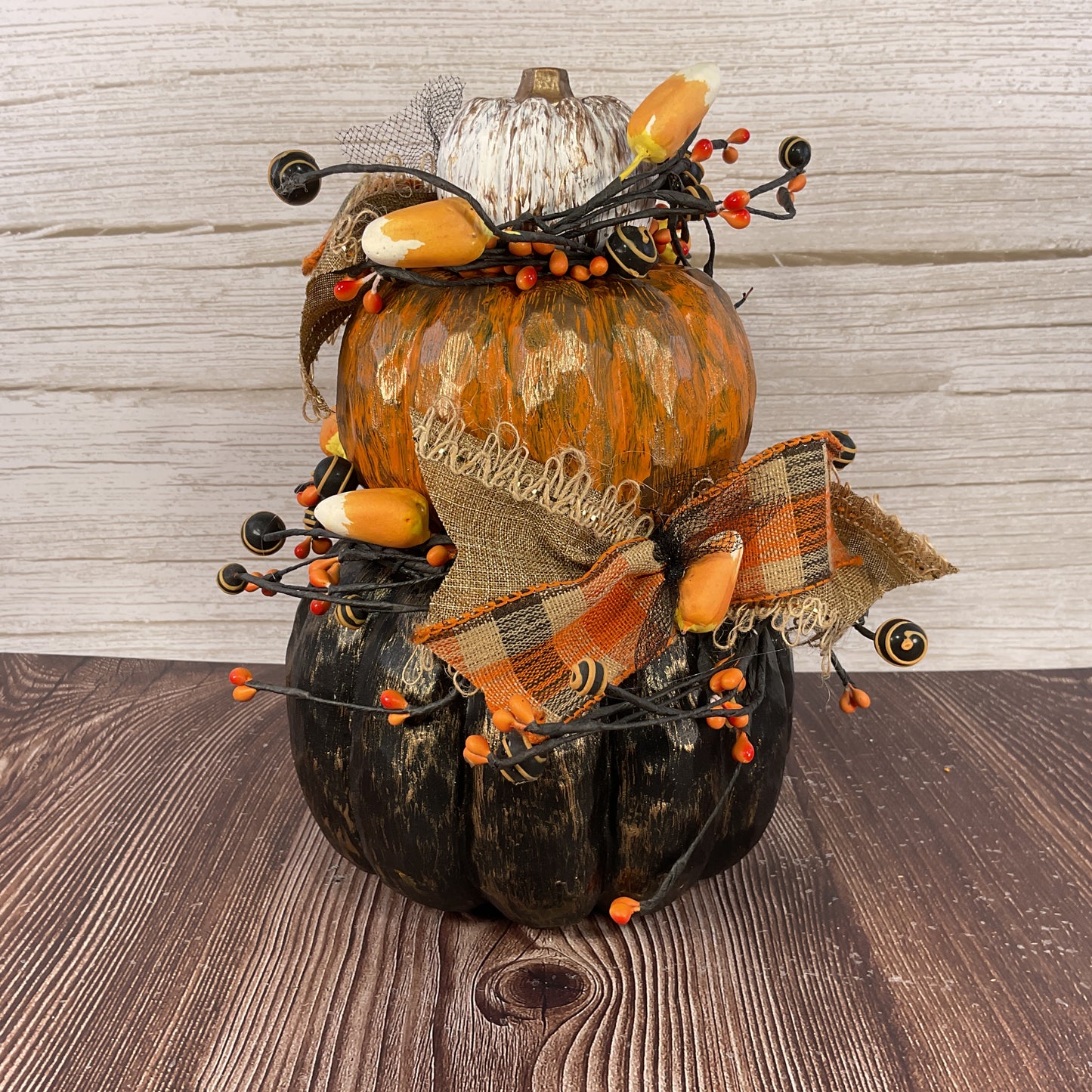 AGSD Halloween Decor - Resin Stacking Pumpkins Floral Display