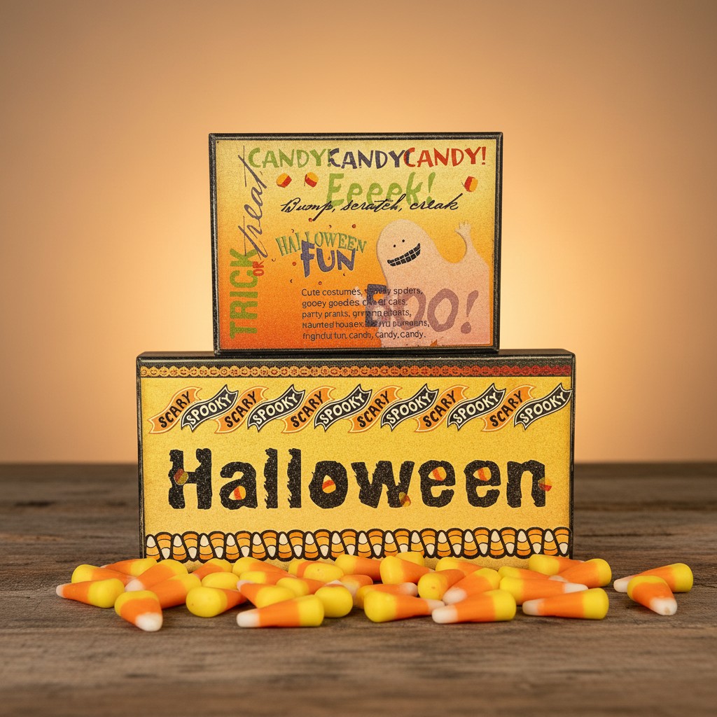 AGSD Halloween Decor - Subway Art Candy Corn Box Signs 2pc Set