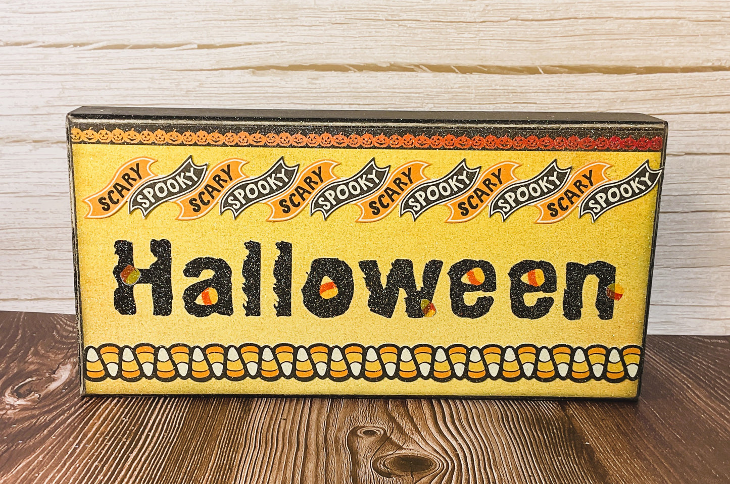 AGSD Halloween Decor - Subway Art Candy Corn Box Signs 2pc Set