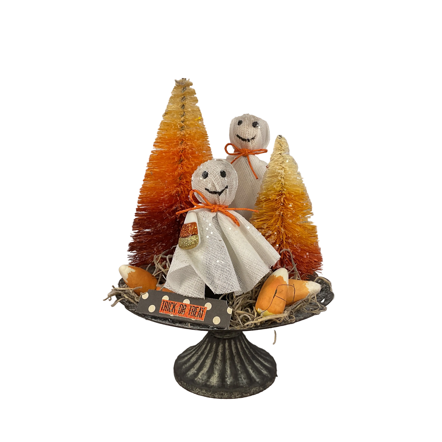 AGSD Halloween Decor - Treats Ghost Figurine on Small Black Metal Stand