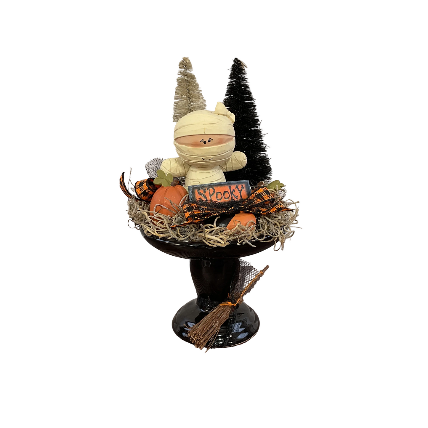 AGSD Halloween Decor - Resin Mummy Figurine on Small Ceramic Stand