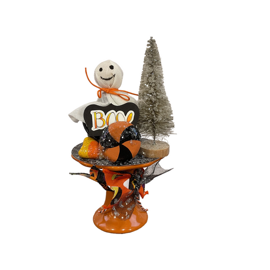 AGSD Halloween Decor - Boo Ghost Figurine on Small Ceramic Stand