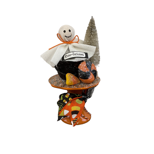 AGSD Halloween Decor - Boo-licious Ghost Figurine on Small Ceramic Stand