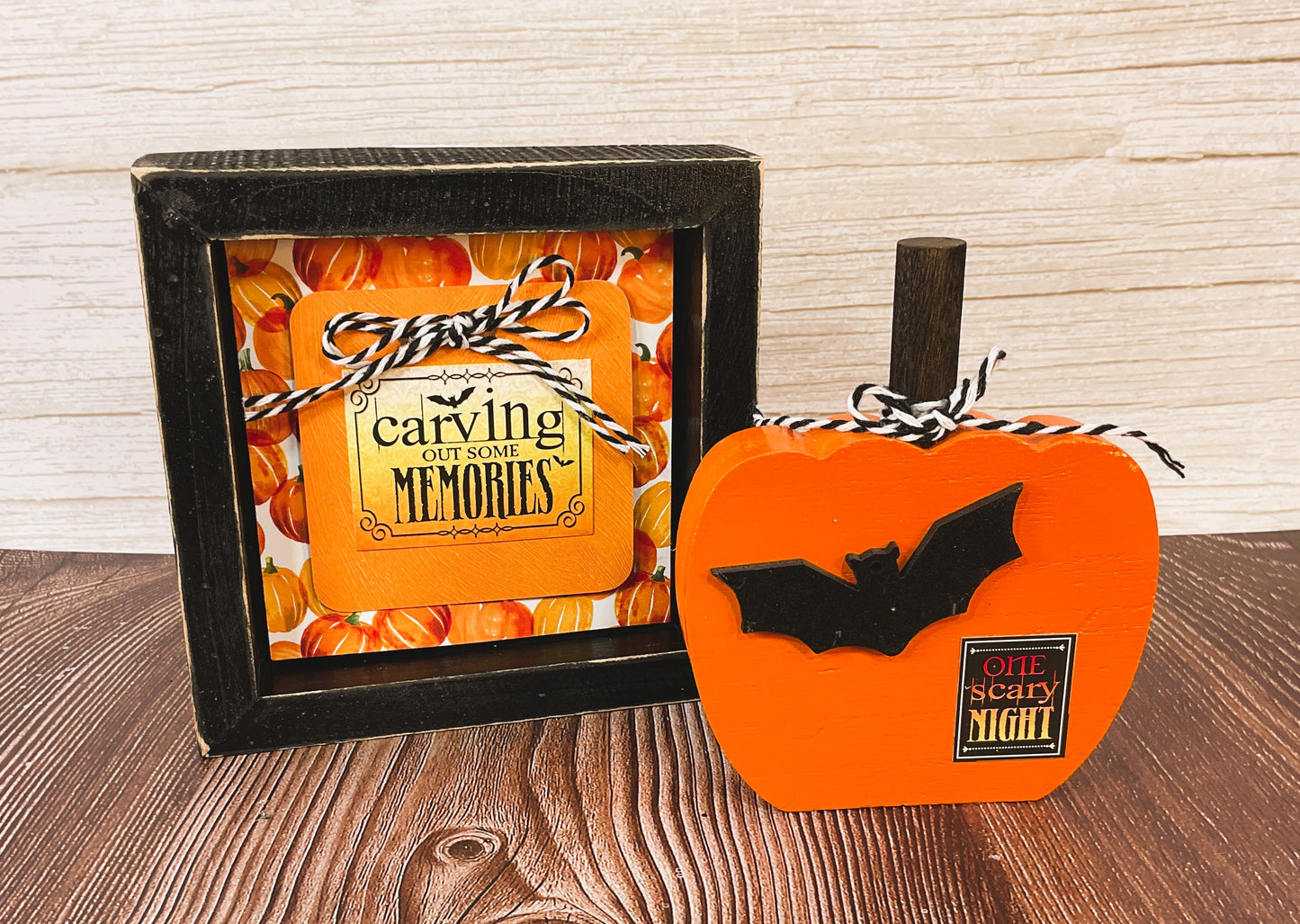 AGSD Halloween Decor - Carving Out Memories Pumpkin Sign &amp; Sitter 2pc Set