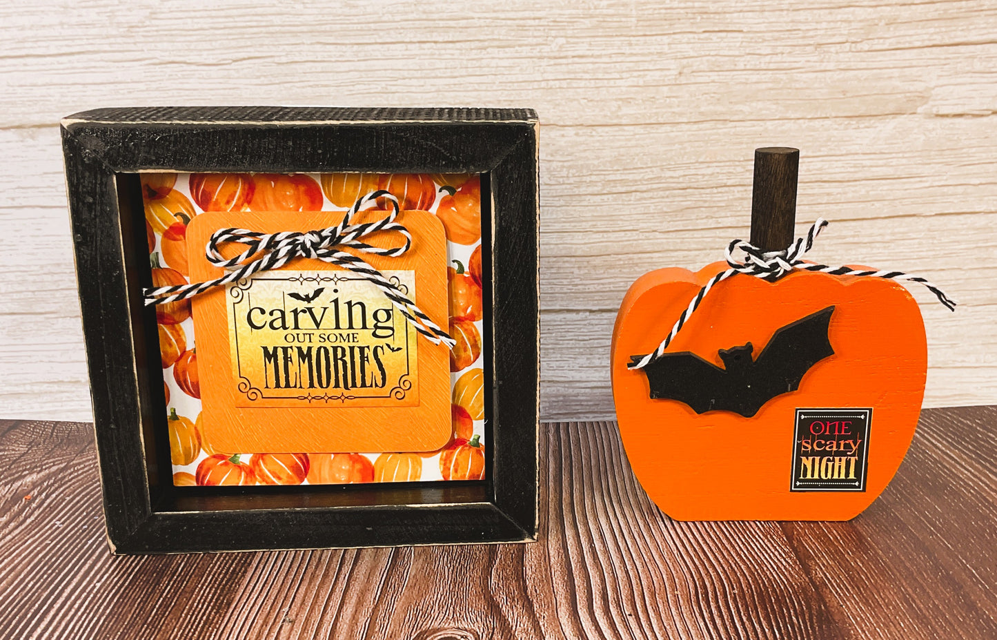 AGSD Halloween Decor - Carving Out Memories Pumpkin Sign &amp; Sitter 2pc Set