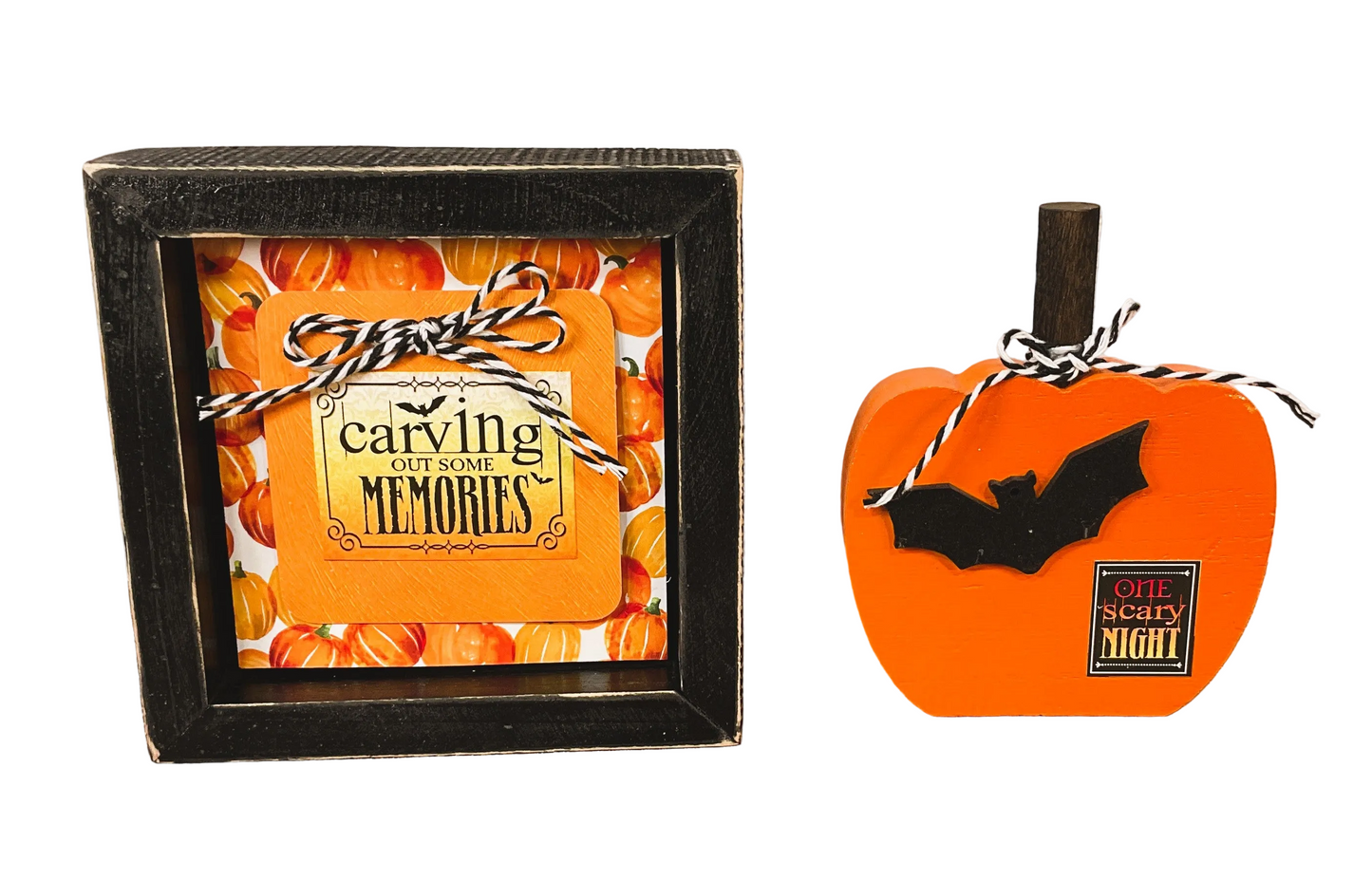 AGSD Halloween Decor - Carving Out Memories Pumpkin Sign &amp; Sitter 2pc Set