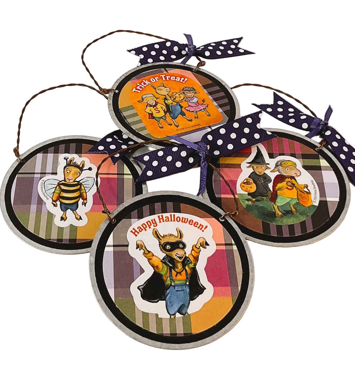 AGSD Halloween Decor - Metal Llama in Costume Ornaments 4pc Set