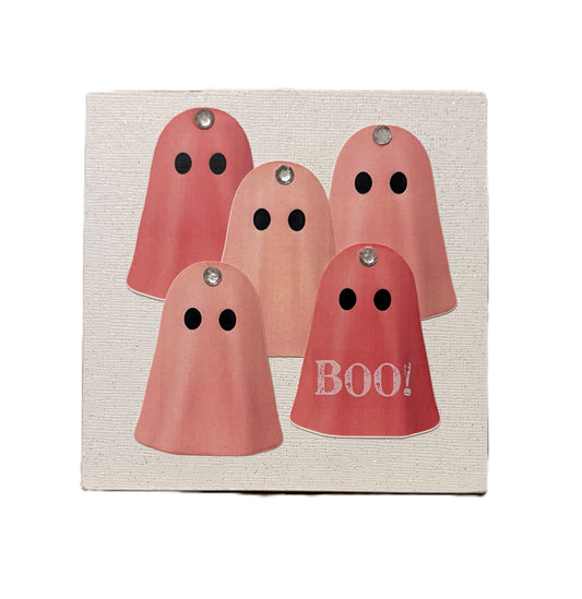AGSD Halloween Decor - BOO Pink Glam Ghost Box Sign