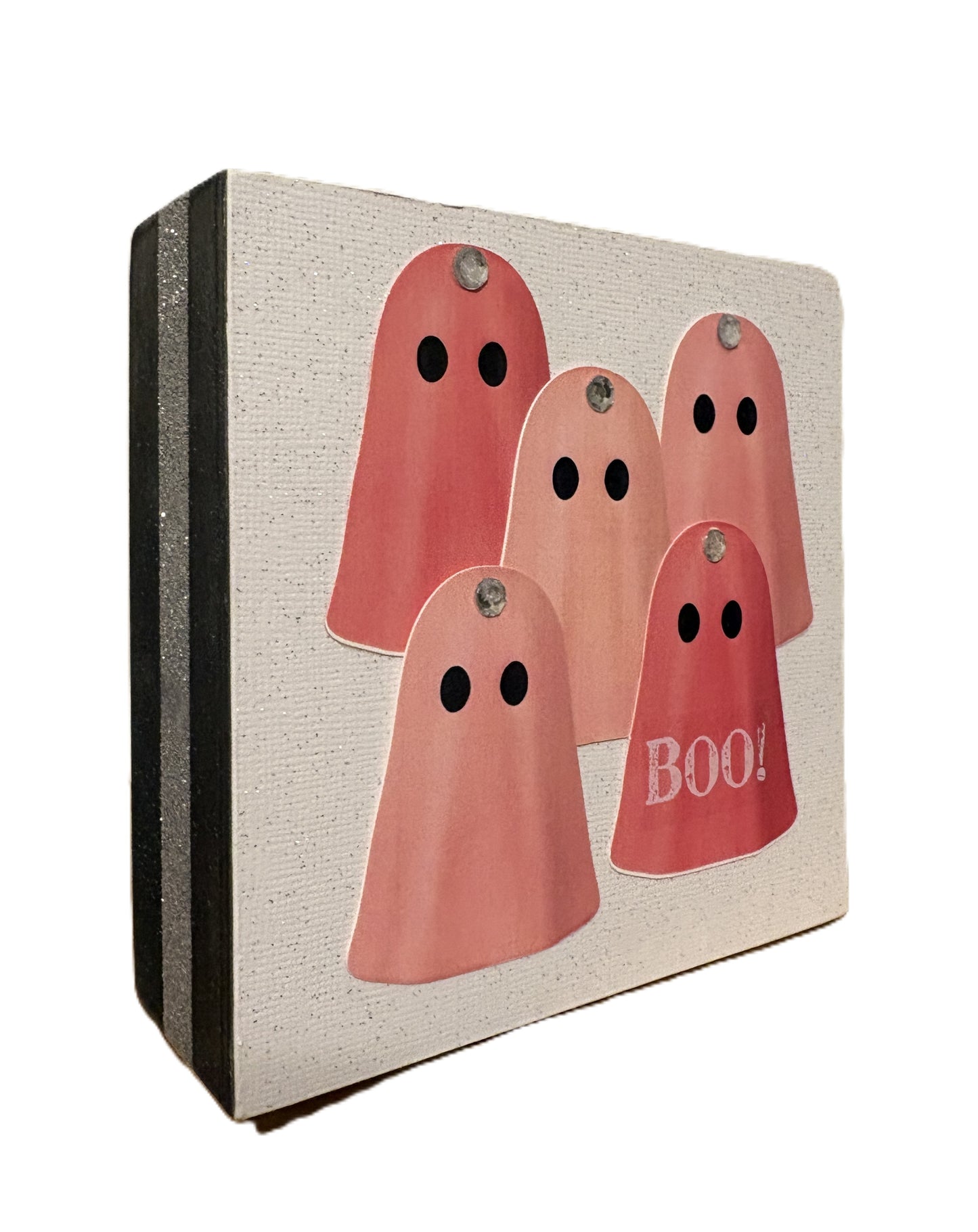AGSD Halloween Decor - BOO Pink Glam Ghost Box Sign