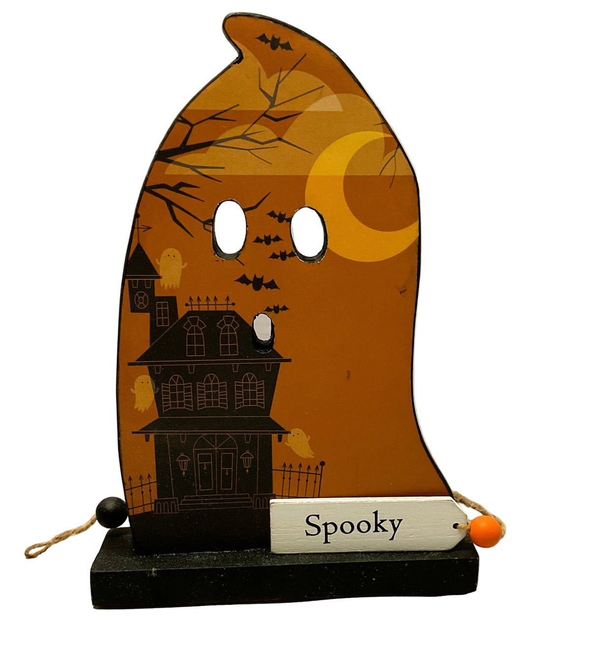 AGSD Halloween Decor - Decoupage Reversible Wood Haunted House Ghosts LG 2pc Set