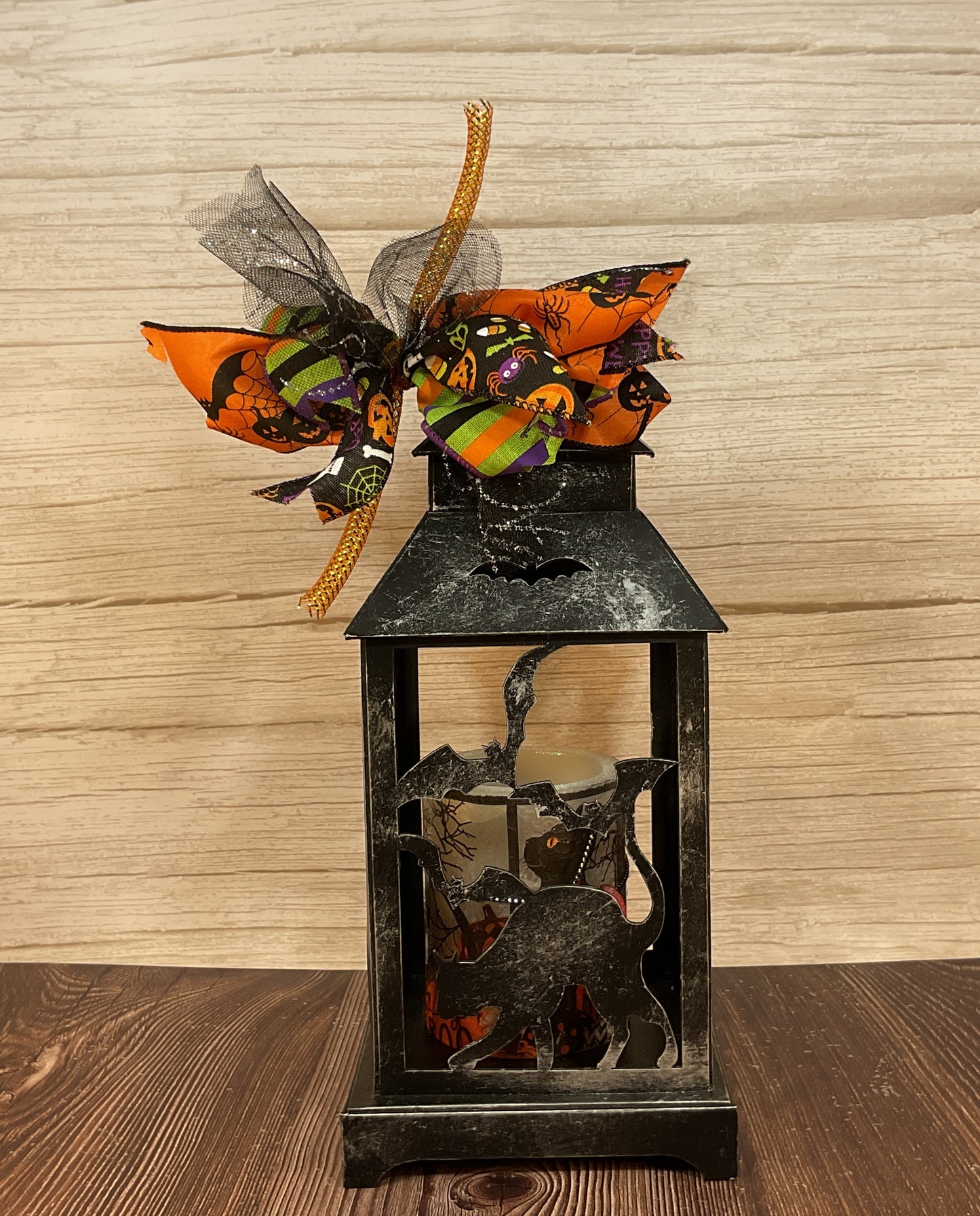 AGSD Halloween Decor - Black Cat LED Candle Lantern Sitter
