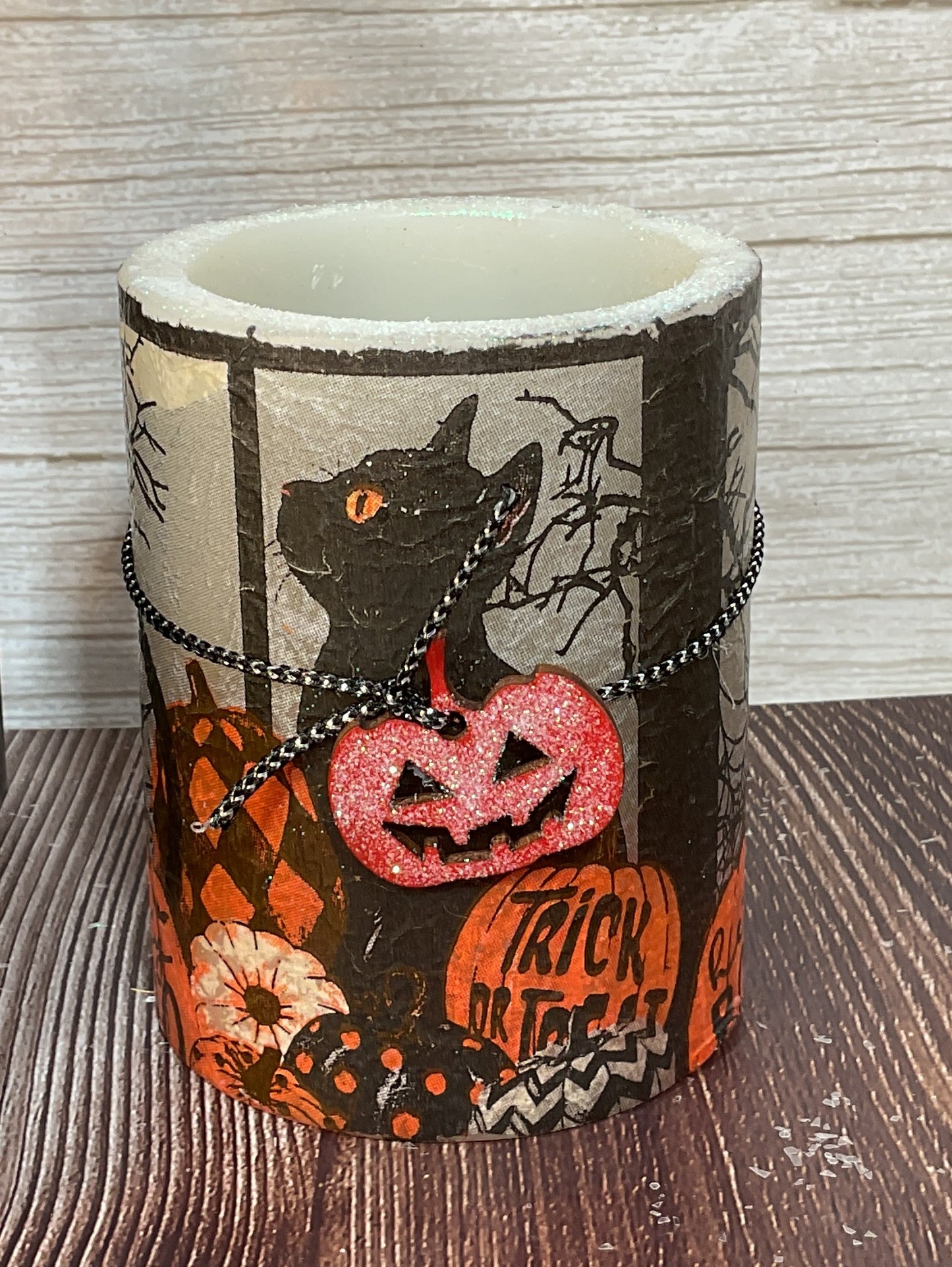 AGSD Halloween Decor - Black Cat LED Candle Lantern Sitter