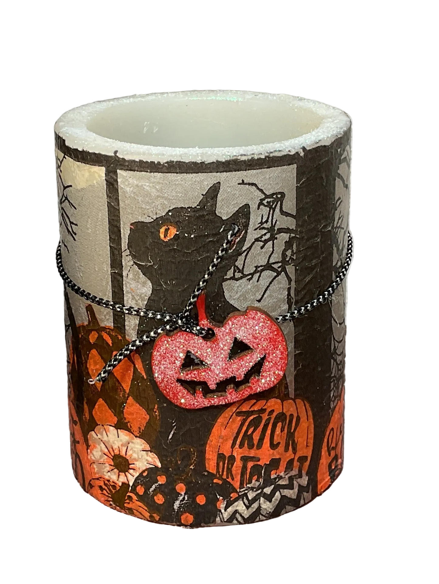 AGSD Halloween Decor - Black Cat LED Candle Lantern Sitter