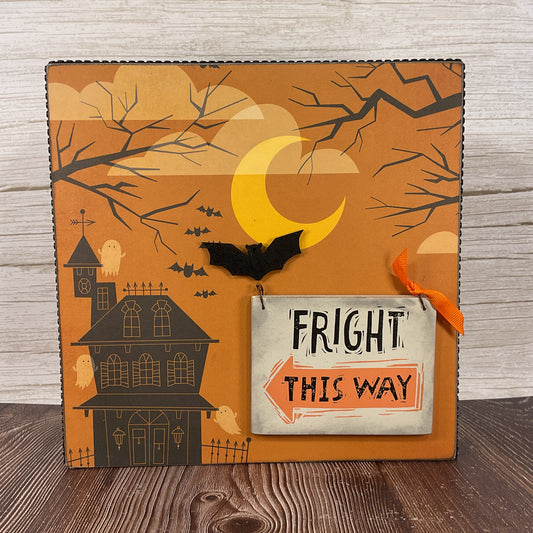AGSD Halloween Decor - Haunted House Fright This Way Box Sign