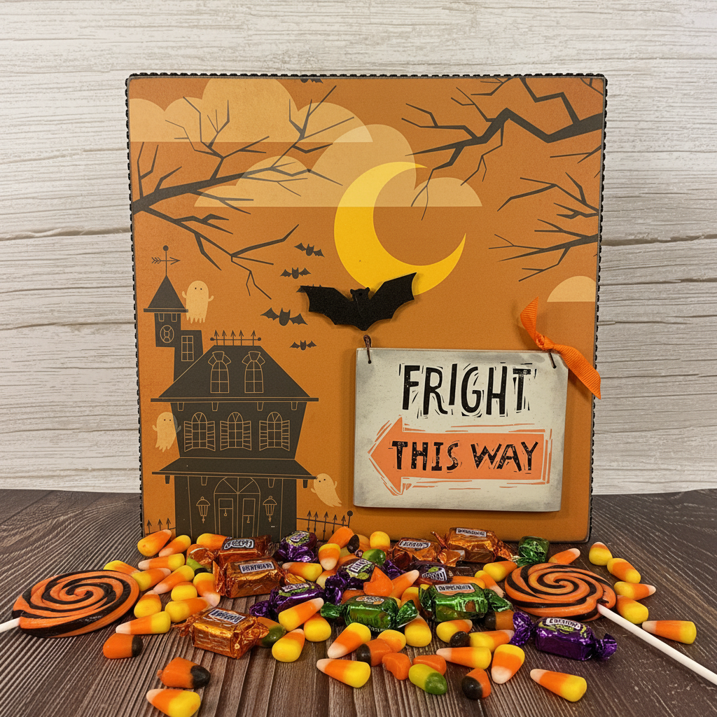 AGSD Halloween Decor - Haunted House Fright This Way Box Sign