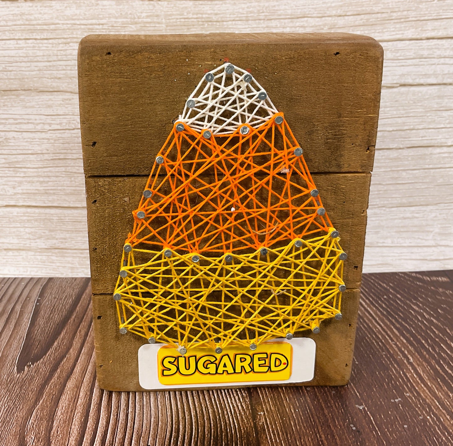 AGSD Halloween Decor - String Art Sugar Candy Corn Box Sign